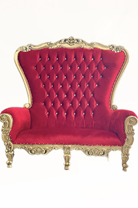 Gold/Red Velvet Throne Loveseat